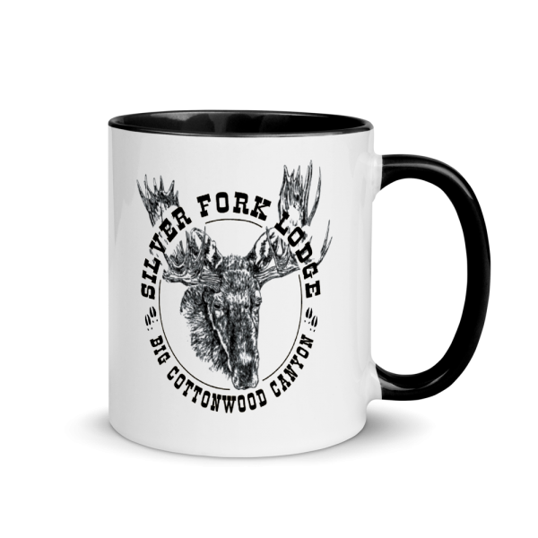 Silver Fork Lodge Black and White Handle Mug